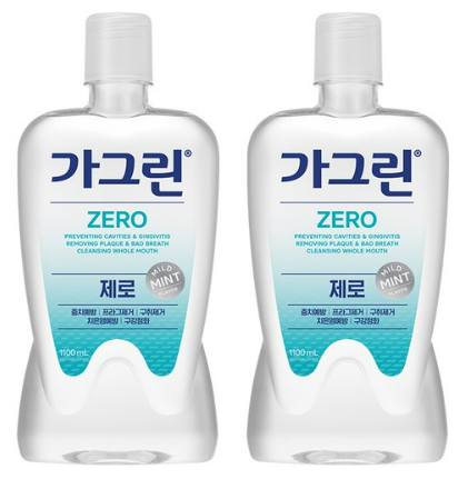 가그린 제로 구강청결제 1100ml, 2개